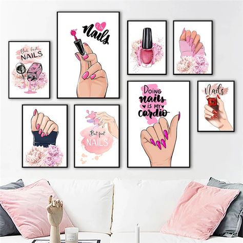 Nails Polish Lipstick Canvas Painting Fashion Poster And Prints Wall Art Beauty Salon Decoration Girl Room Decor Picture - Painting & Calligraphy - AliExpress Design, Studio, Nail Art Galleries, Nail Salon Design, Nail Studio, Nail Room, Nail Art Studio, Nail Shop, Nail Salon Decor