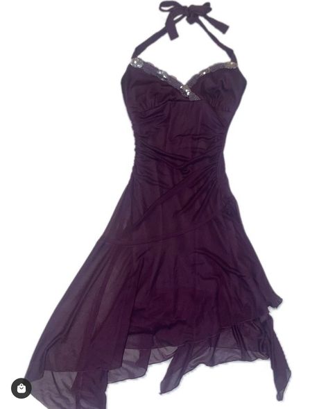dark purple vintage 2000s inspired halter dress Jeans, Outfits, Y2k Dress Aesthetic, Y2k Fashion Dresses, Y2k Dress Outfit, Grunge Dress Formal, Y2k Dress, Y2k Dresses, Y2k Prom Dress