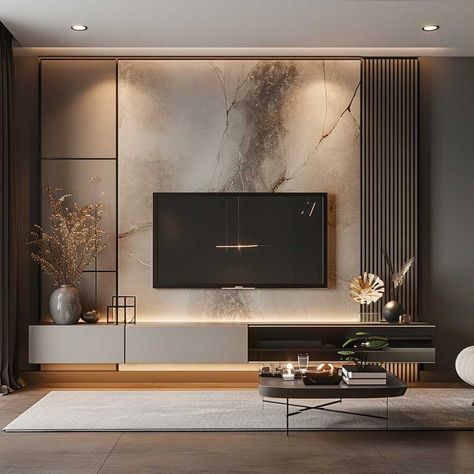 35+ Sleek and Chic TV Wall Panel Designs for a Modern Look • 333+ Images • [ArtFacade] Home Décor, Interior, Modern Tv Wall Units, Wall Tv Unit Design, Modern Tv Wall, Tv Wall Unit, Tv Wall Design Luxury, Tv Wall Design, Tv Wall Panel