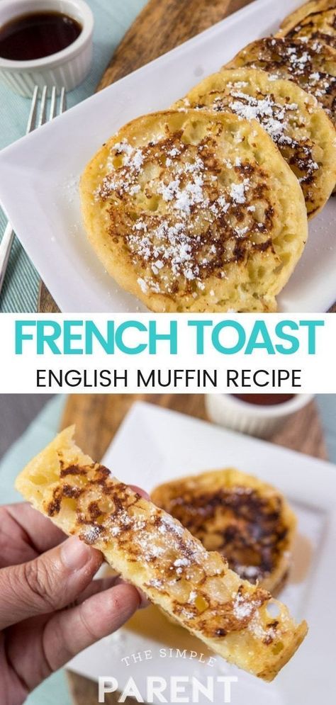 English Muffin French Toast Recipe is perfect for families and mornings together! Serve it with powdered sugar and syrup of go the healthy route with cinnamon and bananas! It's an easy french toast recipe that also works great for french toast sticks, with simple ingredients you have on hand! This is a fun breakfast recipe #ad #BaysEnglishMuffins #frenchtoast #breakfastrecipes #englishmuffins #easyrecipe Ideas, Toast, Breads, Muffin, Bays English Muffins, English Muffin Breakfast, English Muffin Recipes, Easy French Toast, French Toast Sticks