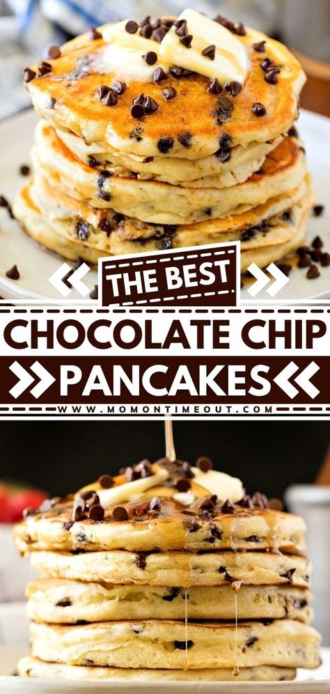 The BEST Chocolate Chip Pancakes Muffin, Cake, Snacks, Pasta, Dessert, Pancakes, Crêpes, Desserts, Waffles