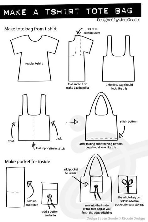 Easy Sew T-shirt Tote Bag - 100 Directions Design, Couture, Birthday, T Shirt, Mor, Moda, Shirt, Tuto Couture, Drawstring Bag
