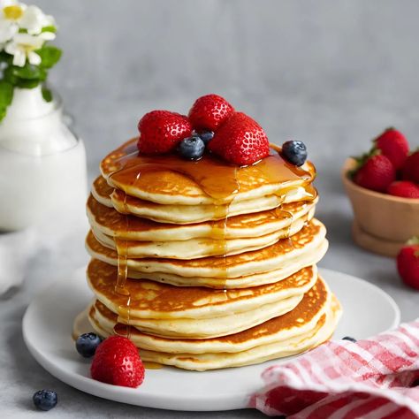 This quick American pancake recipe yields a light and fluffy pancakes ideal for a weekend brunch or a quick breakfast. Make these pancakes in no time for a quick dessert or a decadent breakfast treat. Almost anything goes on top, from golden syrup to chocolate sauce to a handful of fresh berries and whipped cream. […] The post American Pancakes appeared first on Scrumptiously. Mochi, Yemek, Eten, Bakken, Yummy, Backen, Mad, Postres, Petit Déjeuner