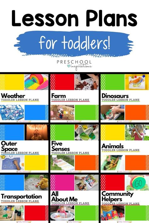 a collage of nine different toddler lesson plans with the text, 'lesson plans for toddlers'