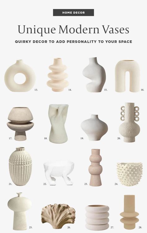 Shopping guide of unique modern vases for your home decor. Home Décor, Interior, Home Décor Accessories, Decoration, Modern Vases, Modern Vase, Home Decor Vases, Ceramic Decor, Vases Decor