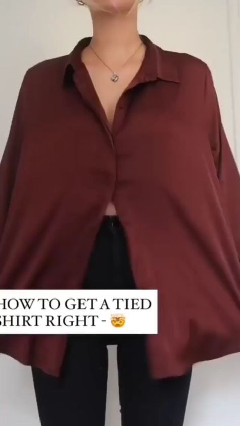 fashionador on Instagram: SO satisfying 🙊 how to tie a shirt perfectly! Tag someone who’d try 🙌 • Love Fashion? Follow👉 @FashionAdor Courtesy of @fashioninflux… Casual, How To Tie Shirt, Shirt Hacks, Tie Up Shirt, Tied T Shirt, Tied Shirt, Tied Shirt Outfit, Clothing Hacks, Shirt And Tie Outfits