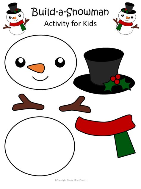 Click now and use this free printable paper snowman template cut out for your next winter craft! This snowman is cute and easy for kids of all ages; including kindergartners, preschool age and toddlers! Use him as a coloring page activity or make a diy Christmas ornament - choice is all yours! #SnowmanCrafts #SnowmanTemplate #WinterCrafts #SimpleMomProject Christmas Crafts, Diy, Winter Crafts For Kids, Christmas Crafts For Kids, Snowmen Activities, Snowman Crafts, Preschool Christmas, Kids Christmas, Winter Craft