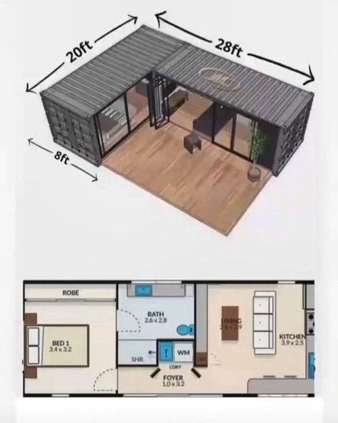 Tiny House Design, Container House Plans, Tiny House, Container Home Plans, Container House Design, Small House Design, Container Cabin, Shed Guest House, Container Home