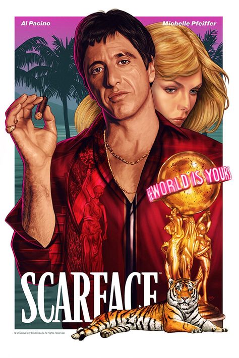 Classic Films, Al Pacino Michelle Pfeiffer, Al Pacino, Michelle Pfeiffer Scarface, Il Padrino, Scarface Poster, Classic Movie Posters, Classic Movies, Scarface Movie