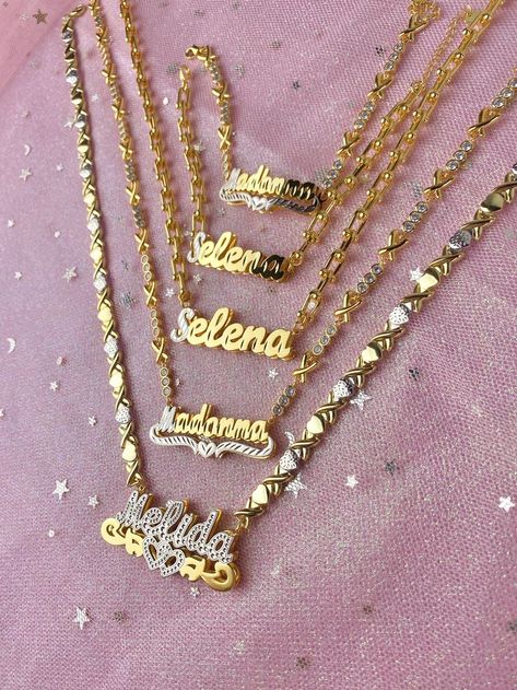 Here’re what I’m loving💕💕 Complete your look with our personalized jewelry✨✨ Jewellery, Accessories, Trendy, Diamond, Unique Necklaces, Necklace, Two Tone, Jewelry, Name Necklace