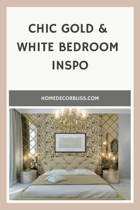 Chic Gold & White Bedroom Inspo Inspiration, Bedroom, Design, Bedroom Décor, White Bedroom, Bedroom Decor Inspiration, Gold Rooms, Gold Bedroom, Bedroom Decor
