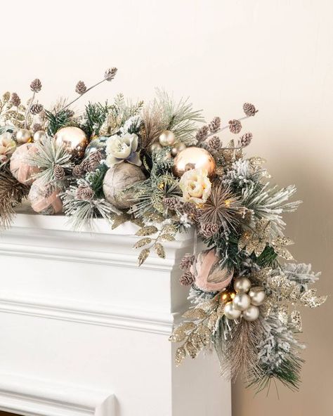 55+ Festive DIY Xmas Garlands Ideas for Fireplaces and Stairs | momooze | #xmasgarlands Christmas Wreaths, Decoration, Christmas Mantels, White Christmas Decor, Christmas Garland, Christmas Tree Inspiration, Christmas Tree Decorations, Artificial Christmas Garland, Indoor Christmas Decorations