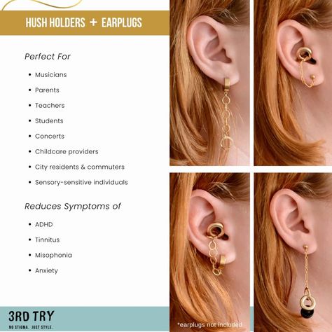 Amazon.com: Hush Holders: Earplug Holder Earrings for Loop Earplugs - Hearing Protection and Noise Reduction - from 3rd Try (Gold Star Studs) : Health & Household Art, Crafts, Ideas, Disney, Jewellery, Life Hacks, Earrings, Duo, Absolutely