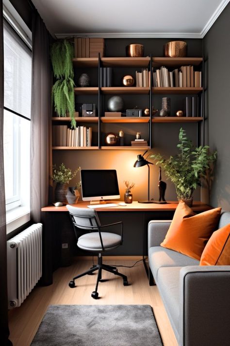 Cozy Home Office, Small Home Offices, Design Living Room, Small Home Office, Hus Inspiration, Home Office Setup, Home Office Space, Minimalist Modern, Clutter Free