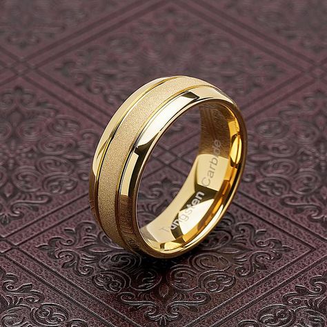 Wedding Ring, Bijoux, Mens Gold Rings, Mens Gold Jewelry, Tungsten Mens Rings, Tungsten Carbide, Mens Ring Designs, Mens Wedding Rings Gold, Men Diamond Ring