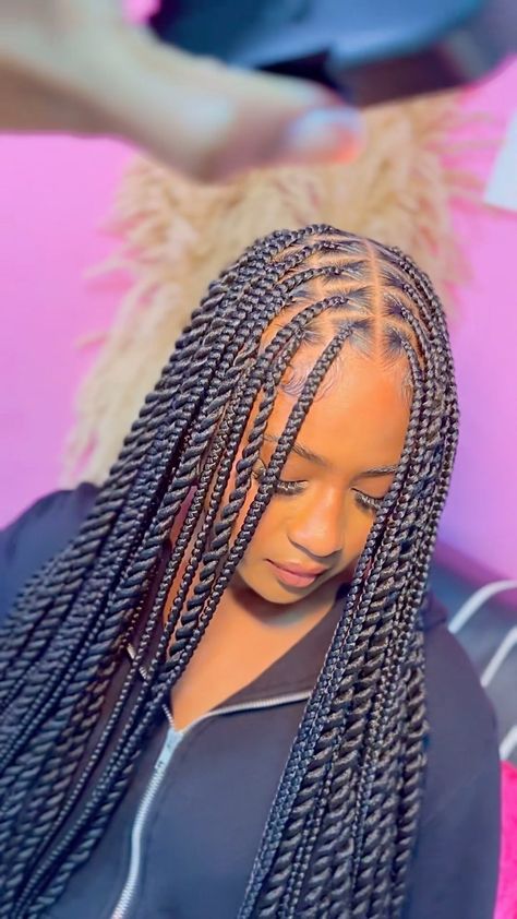 NEW STYLE UNLOCKED 🔥 •Hybrid Braid Ate Ts Up👏🏾🩷 Bookings Available @golden.touch_tt Model @arilabaddie 🫶🏾 Requirements 5 packs TZ braid &… | Instagram Plait Styles, Box Braids, Girl Hairstyles, Cute Hairstyles, Afro, Peinados, Stylish Hair, African Braids Hairstyles, Cool Braid Hairstyles