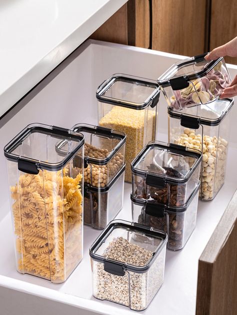 Clear  Collar  PET  Food Storage Containers Embellished   Storage & Organization Food Storage, Storage Ideas, Design, Storage Jars, Storage Containers, Storage, Food Storage Container Set, Plate Storage, Bottles And Jars