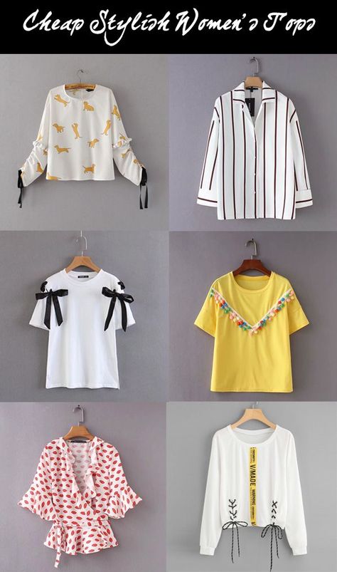 Cheap women's summer tops. Choose your style and find your focus #blouse #tops #t-shirts Tops, Clothes, Shirts, Womens Trendy Tops, Tops Designs, Jackets For Women, Cropped White Tee, Dress Sewing Patterns, Summer Tops