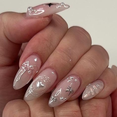 NAILS BY TIFF౨ৎ༘⋅˚‧��♡ on Instagram: "My fave nails I’ve done on myself so far🎀🩷 . . . .  #coquettenails #pinterestnails #nails #nailart #pinknailinspo  #gelx #gelxnails #douyinnails #nailsofinstagram #mermaidnails" Instagram, Acrylics, Prom, Pink, Nail Designs, Nails Inspiration, Neutral Nails, Cute Nails, Nail Inspo