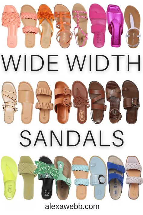 Wide Width Flat Sandals for Women in Neutrals and Colors - A curated collection of wide width sandals by Alexa Webb Sandals, Wedge Sandals, Wide Width Sandals, Wide Sandals, Flat Sandals For Women, Sandals For Wide Feet For Women, Studded Sandals, Wide Sandals For Women, Womens Sandals Summer