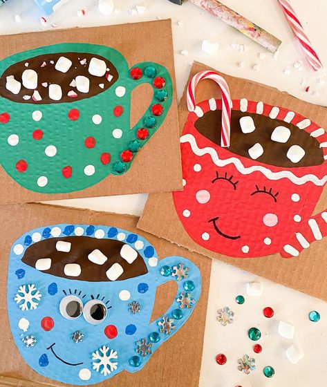 Kids Christmas Crafts Construction Paper, Hot Chocolate Mug Craft, Hot Chocolate Crafts For Toddlers, Hot Chocolate Craft Preschool, Hot Chocolate Crafts, Hot Cocoa Craft For Kids, Hot Chocolate Crafts For Kids, Hot Chocolate Craft, Chocolate Craft
