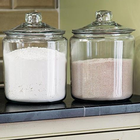 My Favorite Farmhouse Storage Containers on Amazon - this beautiful farm life Home, Modern Farmhouse, Gallon Glass Jars, Gallon Glass Jars Ideas, Kitchen Canisters, Glass Jars With Lids, Glass Canisters, Farmhouse Kitchen Canisters, Gallon Jars