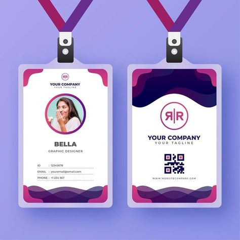 Id cards template with photo abstract st... | Free Vector #Freepik #freevector #business #abstract #card #design Banners, Business Card Design, Design, Business Card Template, Card Templates, Id Card Template, Card Template, Card Design, Company Id