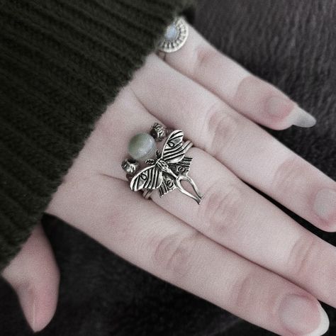 moth ring next to a ring i made, feels very fairy grunge to me Rings, Grunge, Jewellery, Piercing, Gothic Jewellery, Gothic Jewelry, Grunge Ring, Jewelry Accessories, Grunge Jewelry