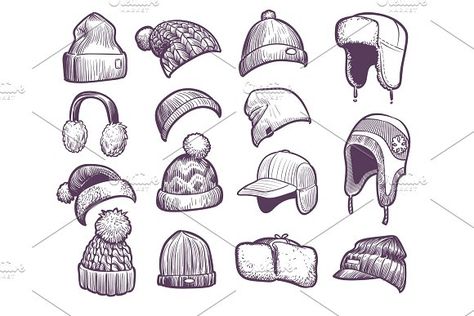 Hand drawn winter hats. Set of by YummyBuum on @creativemarket Draw, Croquis, Hand Drawn, Sketches, Winter Drawings, Drawing Hats, Designs To Draw, Sketch Book, Drawings