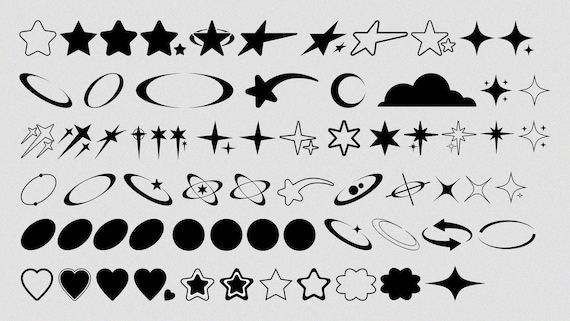 a set of star and moon tattoo designs