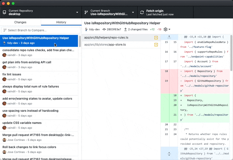 Shows check out a tag commit with new context menu option