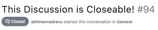 Icon at the top of Discussions showing that it is closed