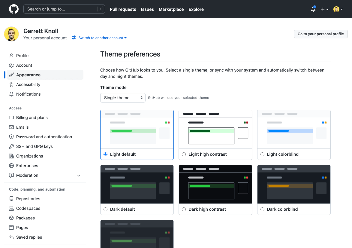 user settings page redesign