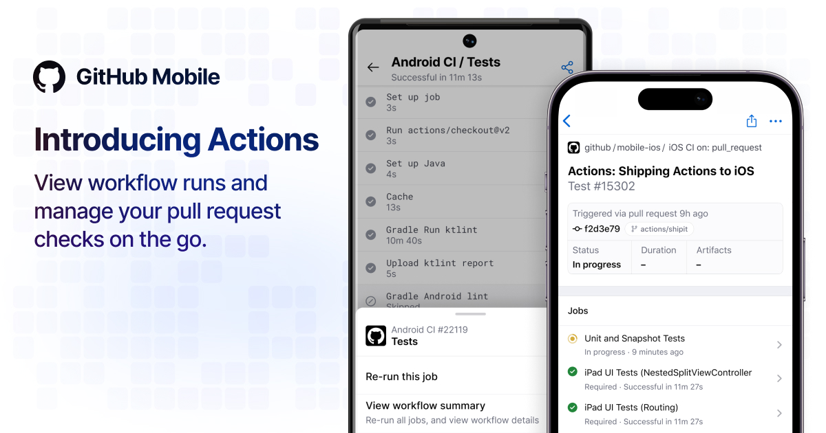 Actions on GitHub Mobile