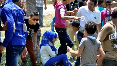 BBC Cairo teenagers harass a girl in a park