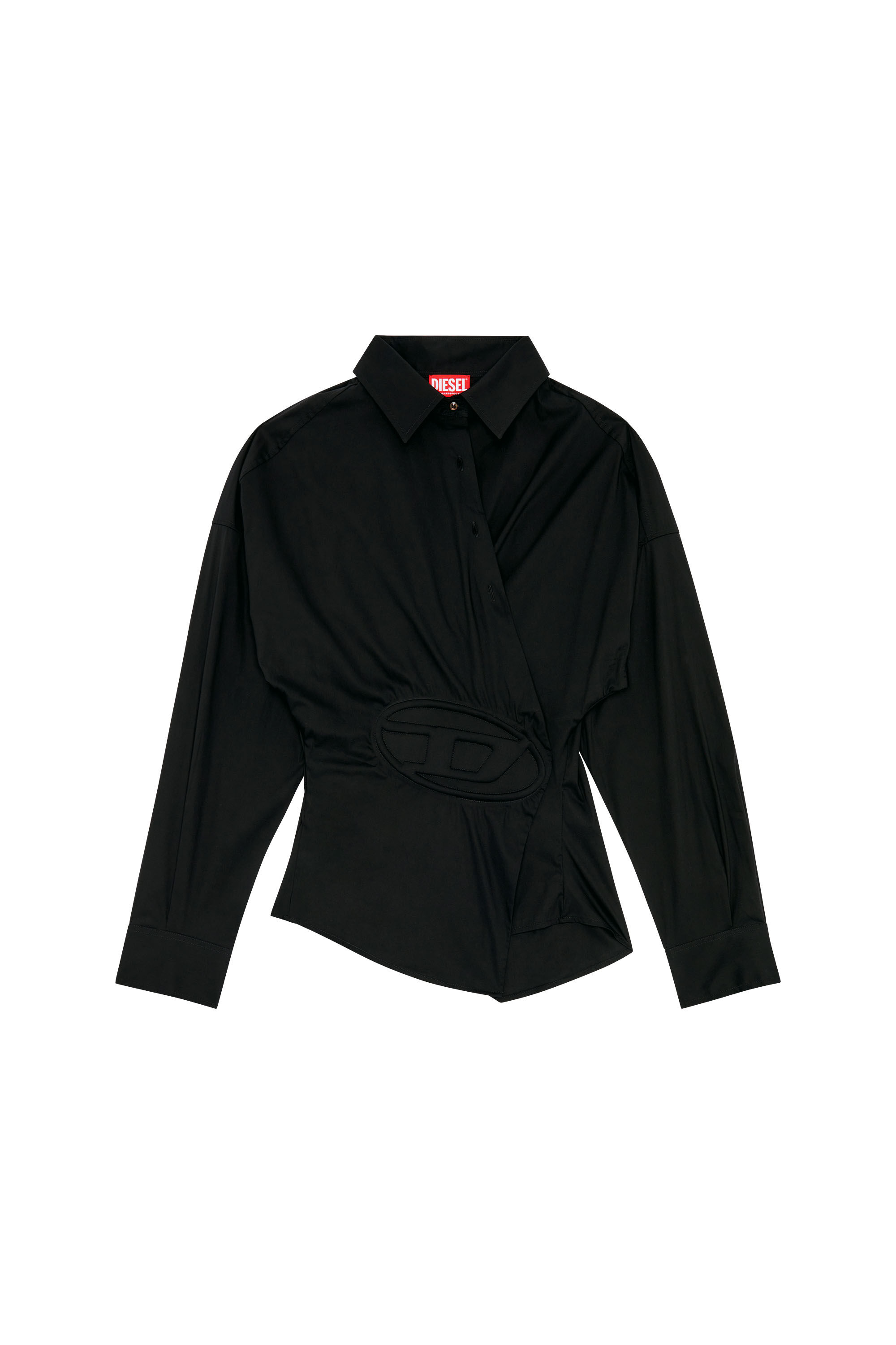Diesel - C-SIZ-N1, Woman Wrap shirt with embossed logo in Black - Image 2