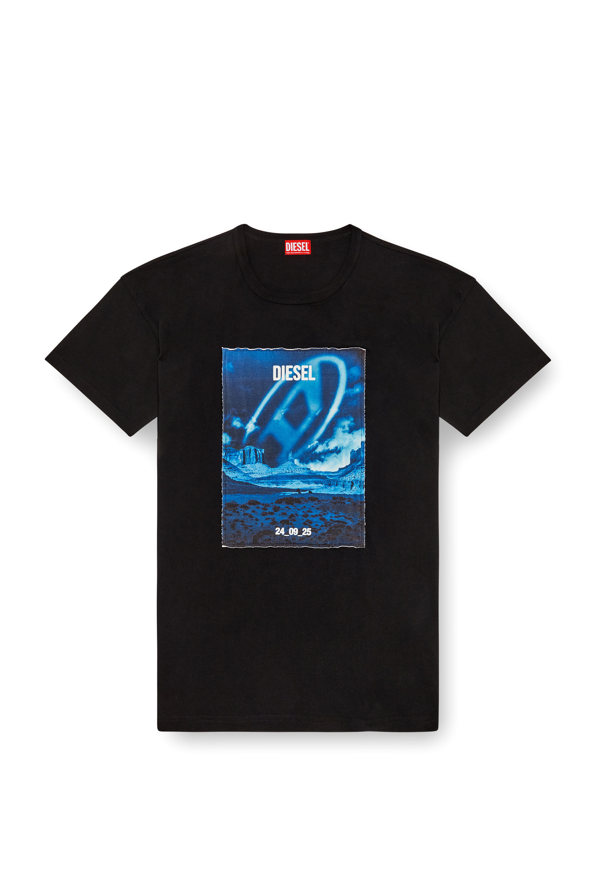 Diesel - T-BOXT-Q16, Man Long-sleeve T-shirt with printed patch in Black - Image 2