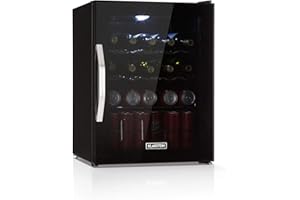 Klarstein Mini Kühlschrank mit Glastür, für Zimmer, Getränkekühlschrank Klein mit Verstellbaren Ablagen, mit Wellenform-Racks