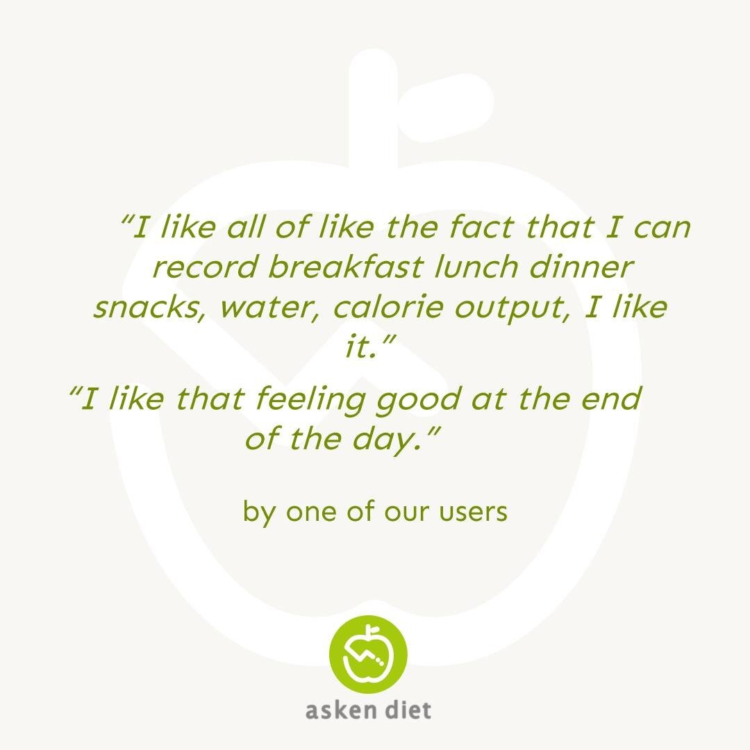 Here is a happy quote from one of Asken Diet's users🍏!
We are so glad to hear that our app makes you feel good! 🥰

#askendiet #asken #freecaloriecounter  #freecaloriecount #calorietrackingapp #nutrition  #loggingfood #loggingwater #caloriecounterap