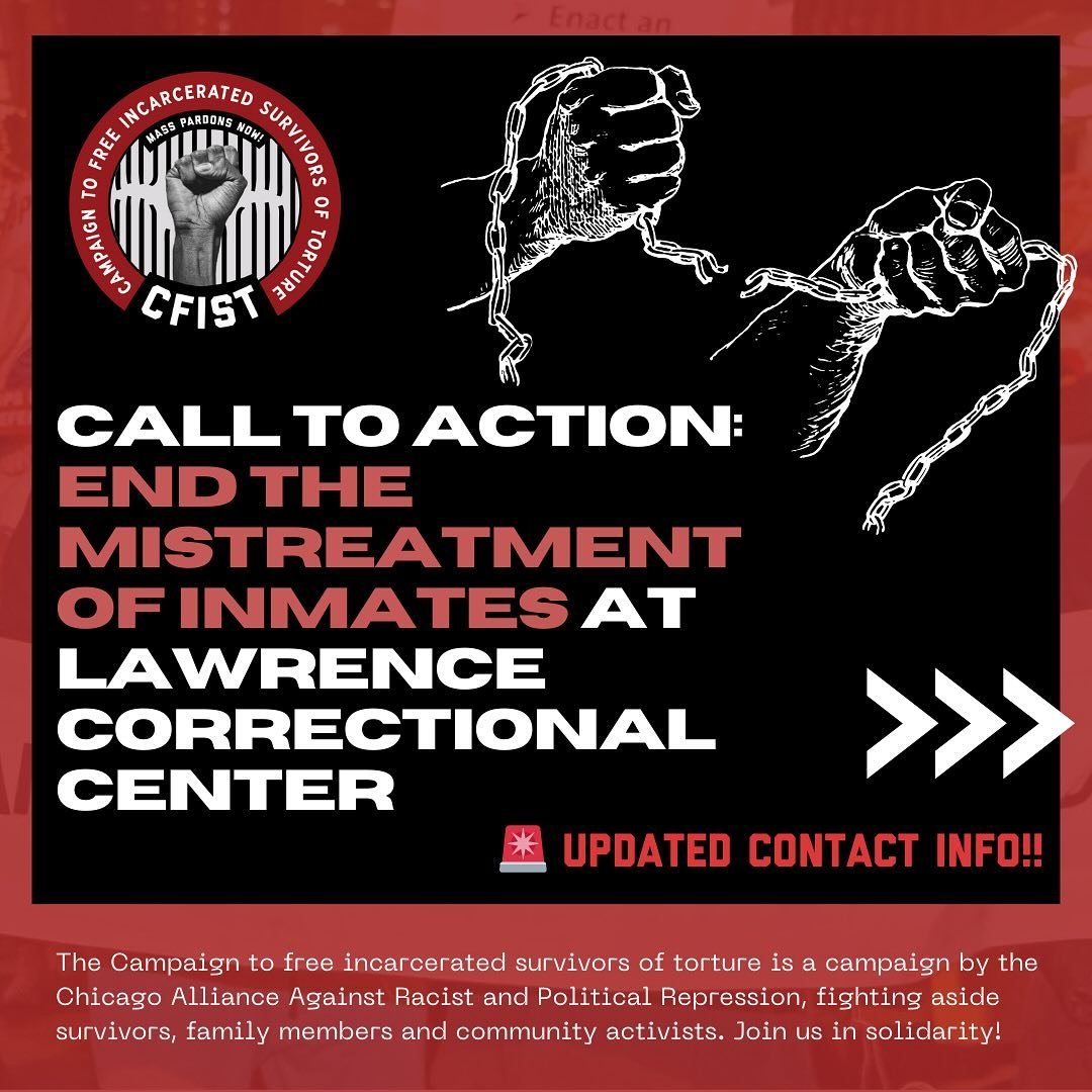 CALLS NEEDED! Join us in demanding the end of mistreatment of inmates at Lawrence Correctional Center. Please comment &ldquo;done&rdquo; after you&rsquo;ve called and left your message

Families of the inmates at Lawrence Correctional Center are repo