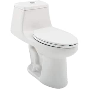 McClure 12 inch Rough In One-Piece 1.1 GPF/1.6 GPF Dual Flush Elongated Toilet in White Seat Included