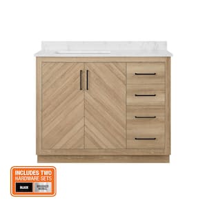 Huckleberry 42 in. W x 19 in. D x 34 in. H Single Sink Bath Vanity in Weathered Tan with White Engineered Marble Top