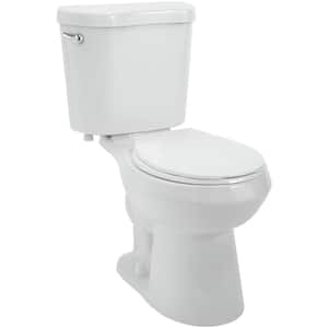 12 inch Rough In Two-Piece 1.28 GPF Single Flush Round Toilet in White Seat Included