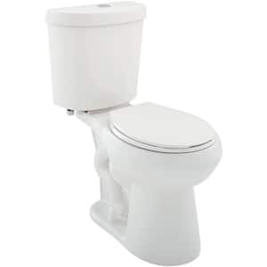12 inch Rough In Two-Piece 1.1 GPF/1.6 GPF Dual Flush Round Toilet in White Seat Included