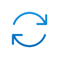 Blue icon with circling arrows
