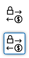 Symbol mit einem Schloss und einem Dollarzeichen, das für Vertriebsmitarbeiter*innen steht