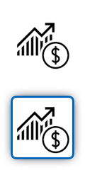 An icon showing a positive trending graph and a dollar sign