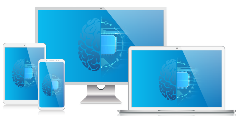 computer and tablet screens display the brain artificial intelligence toolkit