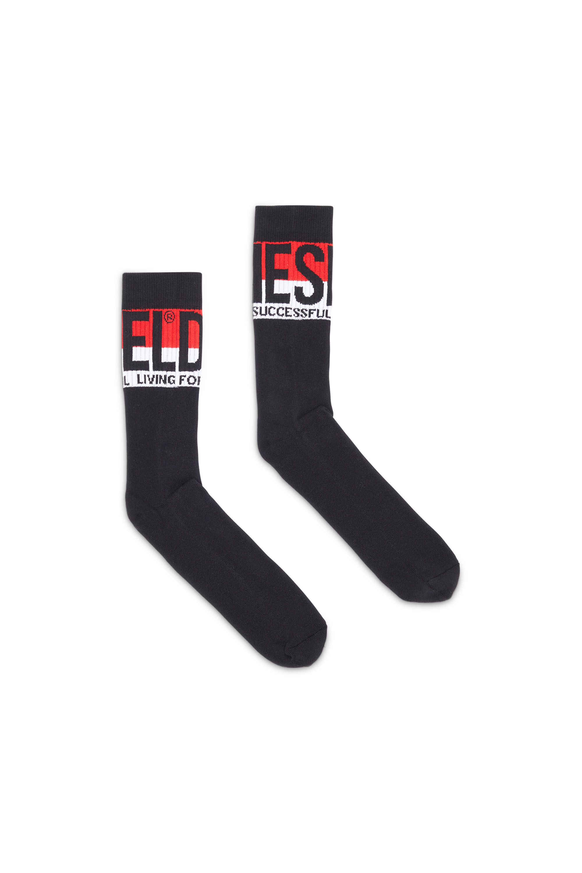 Diesel - SKM-RAY, Man Socks with maxi logo cuffs in Black - Image 1