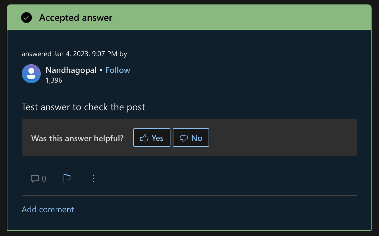 Screenshot of the new answer rating experience.